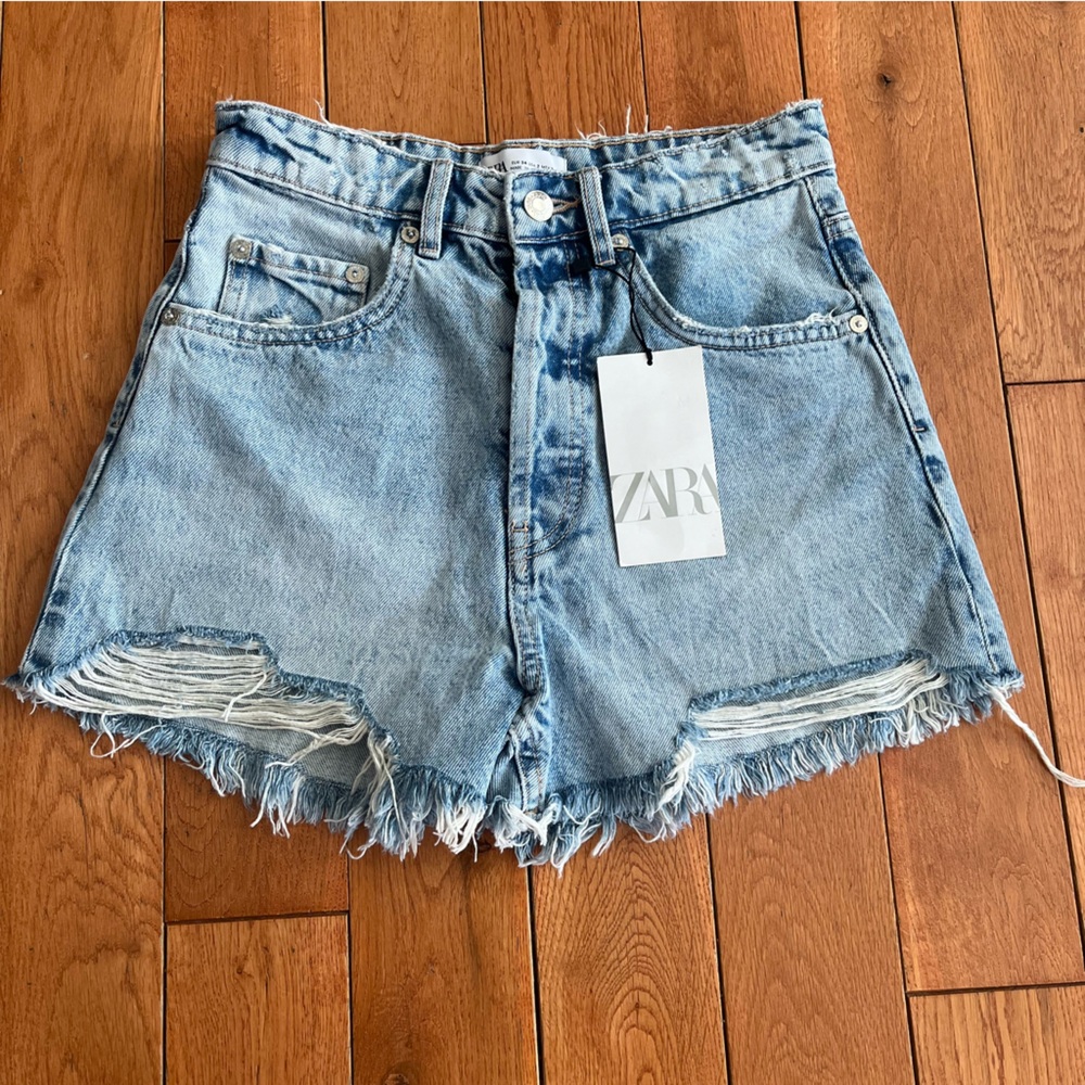 Zara High Rise Distressed Jean Shorts - Size 2